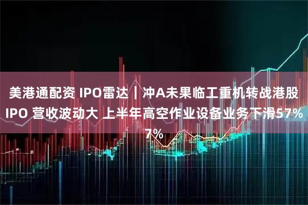 美港通配资 IPO雷达｜冲A未果临工重机转战港股IPO 营收波动大 上半年高空作业设备业务下滑57%